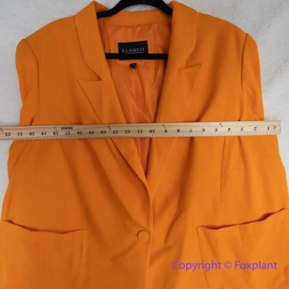 Eloquii Orange Long‎ Sleeve Blazer With Pockets Plus Size 14 - Picture 7 of 14